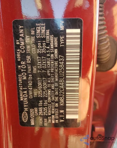 2020 Hyundai Tucson Se from USA, damaged, VIN KM8J2CA48LU258437